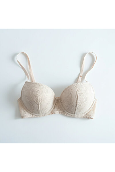 BONBON حمالة صدر نسائية بدون دعامات من الدانتيل بلون إكرو BB2071