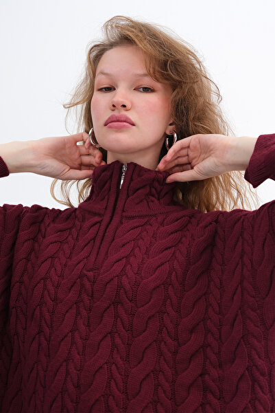 Addax Hair Braided Knitwear Sweater K2394