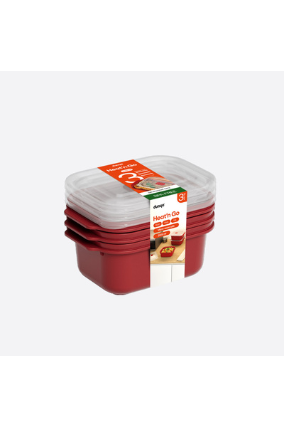 PONÇİK BEBEK 3-Piece Storage Container Red Color 3 Piece Rectangular Set (3 X 2000 ml)