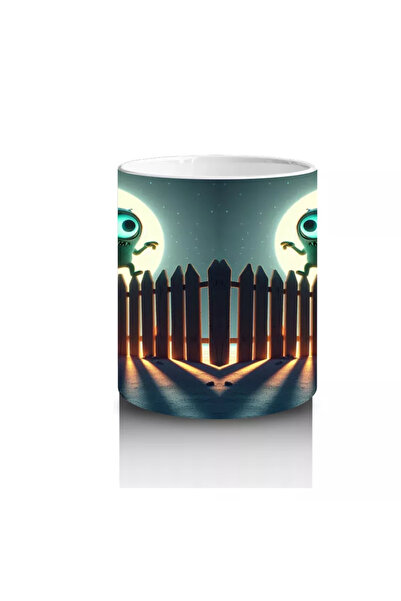 Wisdom Rain Full Moon and Skull Row Road Themed Gothic Halloween Printed Mug