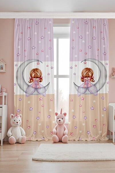 EVPANYA ستارة خلفية لغرفة الأطفال بنمط الجنية على القمر (سعر للجناح الواحد)