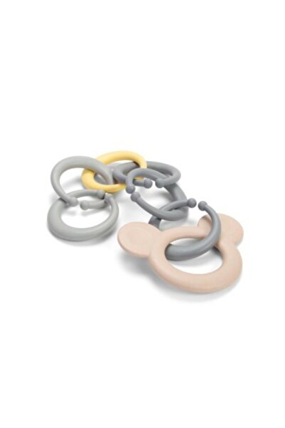 DANTOY Tiny Bio Plastic Teething Ring Chain, Animal Motif, Pink, 0 months+