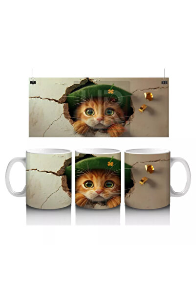 Wisdom Rain قطة مع قبعة بين الجدار المكسور - كوب قهوة مطبوع