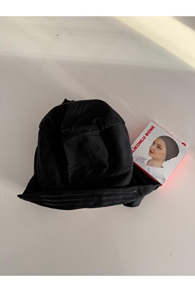 Zenica Kaymayan Tesettür Silikonlu Siyah Dikişsiz Bone