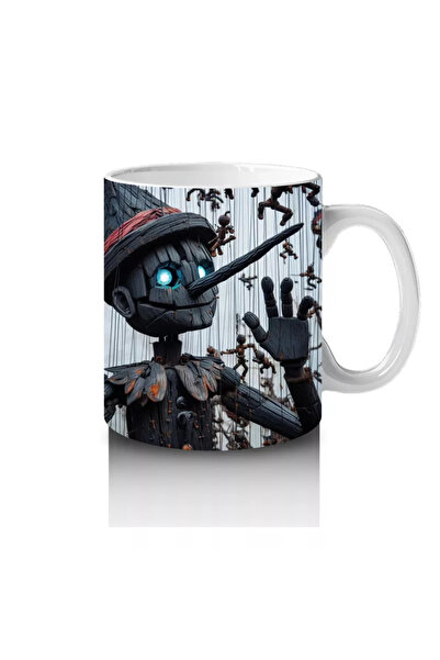 Wisdom Rain Dark Science Fiction Style with Masked Figures with Chains Halloween Printed Mug Cup