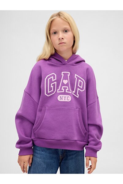 GAP Kız Çocuk Mor VintageSoft Oversized Sweatshirt