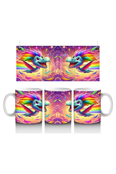 Wisdom Rain كوب على شكل ديناصور لطيف يطير بأجنحة قوس قزح يحب الأطفال الحليب