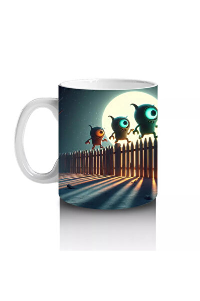 Wisdom Rain Full Moon and Skull Row Road Themed Gothic Halloween Printed Mug
