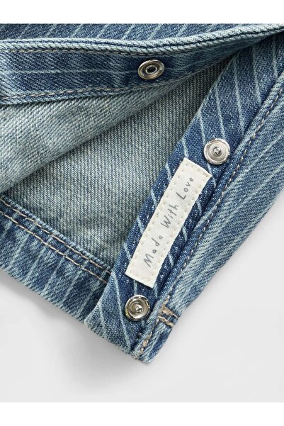 GAP Bebek Mavi Denim Çizgili Utility Tulum