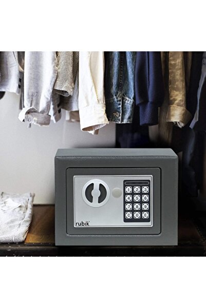 RUBIK Mini Electronic Digital Security Safe Deposit Box (Dark Grey)
