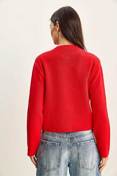 My Blog Red Bow Beaded Cardigan - 251072