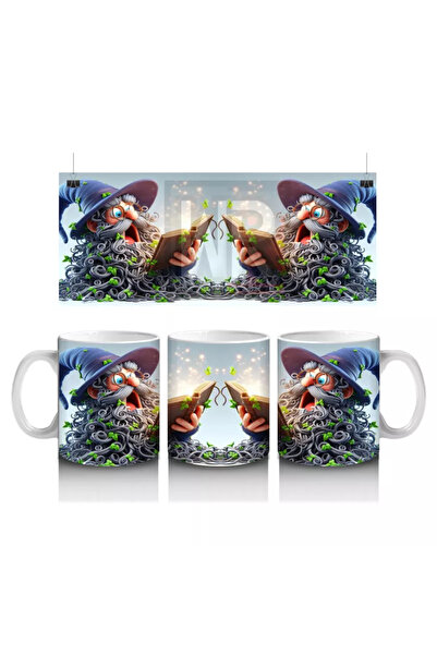 Wisdom Rain Sunset Themed Halloween Printed Mug with Hand in Hand Witch Girl Figures