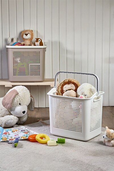 Bayev Carry 2-Piece Set Latte and White Laundry and Toy Basket with Handles - Organizer Basket