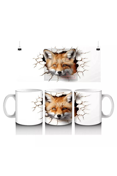 Wisdom Rain الثعلب الأحمر ينظر من خلال الشق - كوب قهوة مطبوع