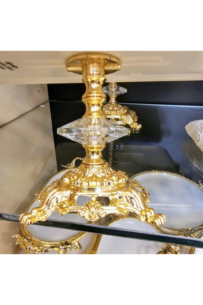 MaviDamla Rectangular Porcelain Presentation Plate with Cast Edge Frame Gold