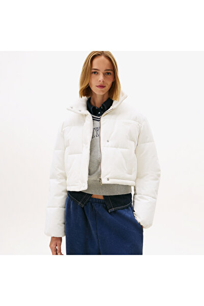 Tommy Hilfiger Tommy Jeans Cord Kadın Beyaz Puffer Mont
