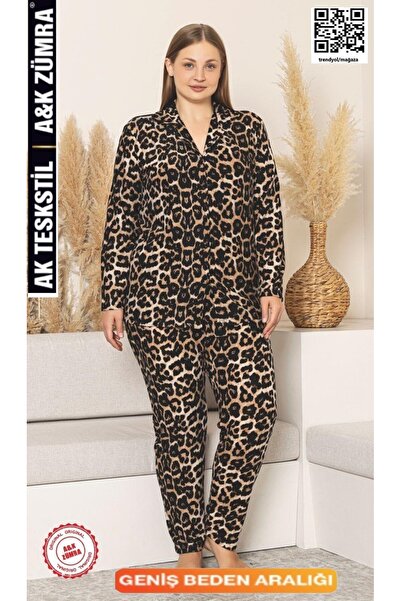 A&K ZÜMRA Front Buttoned Suede Velvet Winter Pajama Set Plus Size