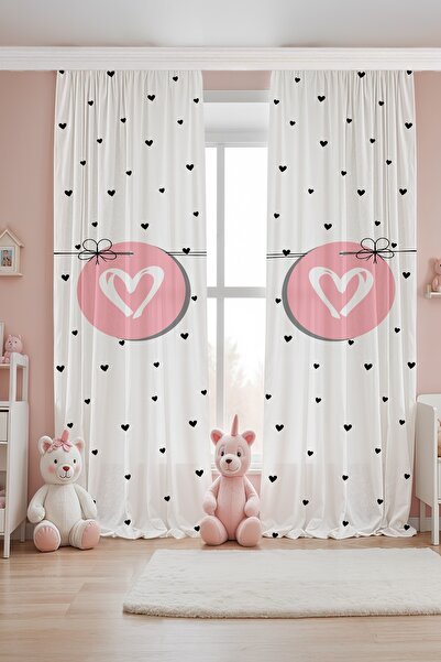 EVPANYA ستارة خلفية لغرفة الأطفال على شكل قلب وردي معقودة (سعر الجناح الواحد)