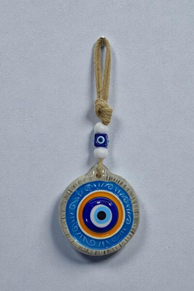 Revard Hediyelik Nazar Boncuklu Seramik, Desenli Yuvarlak Dekoratif Çok Amaçlı Süs Eşya 9,5 x25 cm