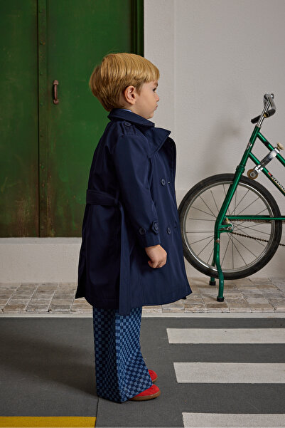 Fahhar Kids Kruvaze Kesim Trençkot Lacivert