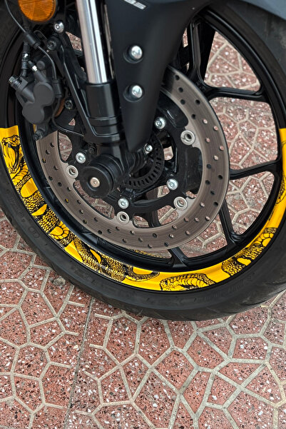 Banxtre Motosiklet 17 Inch Uyumlu Reflektörlü Sarı Yılan Desenli Yarım Jant Ş...