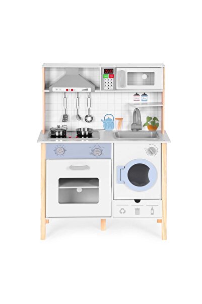 Ecotoys Kids kitchen Ecotoys, wood, sounds, LED lights, washing machine, oven, 5 accessories KID006342