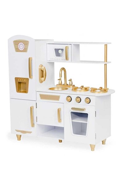Ecotoys Children's kitchen XXL Ecotoys, wood, white/gold KID974832