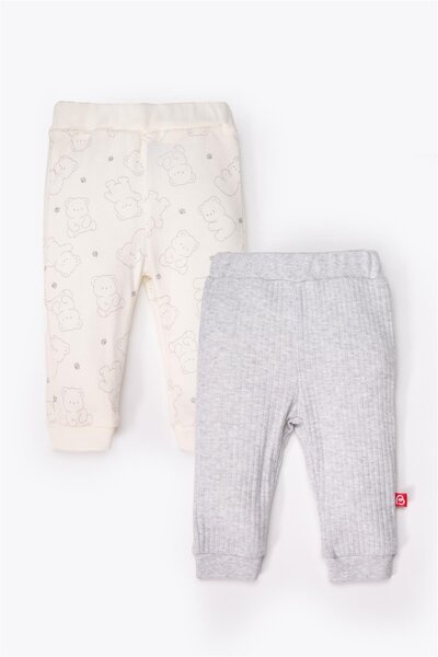 Bebetto Pants Without Socks 2-Pack (Cute Bear) Gray Melange