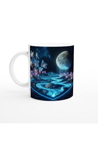 Wisdom Rain كوب قهوة مطبوع عليه برج الدلو - حديقة الأبراج في ضوء القمر Vs3