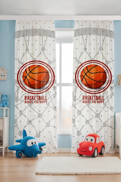 EVPANYA Basketball Hoop Patterned Children's Baby Room Background Curtain (Single Wing Pricing)