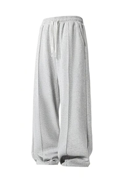 LACKH Sweatpants with Wide Legs Gray Comfortable Sweat-Repellent Fabric