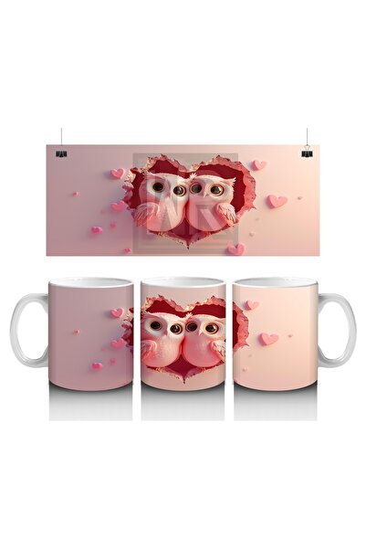 Wisdom Rain زوج من الأكواب اللطيفة على شكل بومة تنظر من خلال القلب المكسور، م...