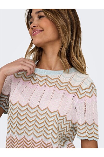 ONLY Onlalvira Life Ss Glitter O-Neck Knt Women's Gray Sweater - 4794681