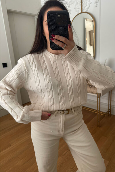 MAGARDE Pulover cu design detaliat tricotat - ECRU