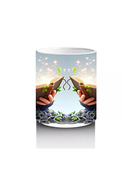 Wisdom Rain Sunset Themed Halloween Printed Mug with Hand in Hand Witch Girl Figures