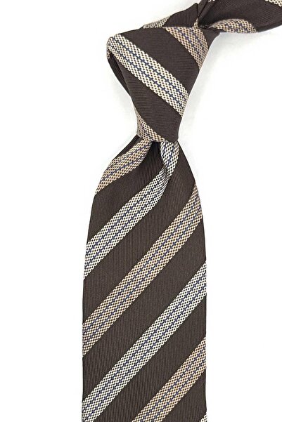Kravatkolik Pattada Style Coffee Italian Silk Tie Ik2058