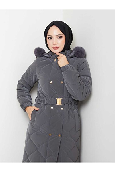 ELBİSHE KADIN DOLGULU UZUN ÇIT ÇITLI NOVA KUMAŞ MONT KABAN