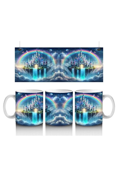 Wisdom Rain Rainbow and Magical Castle Patterned Mug Cup That Makes Children ...