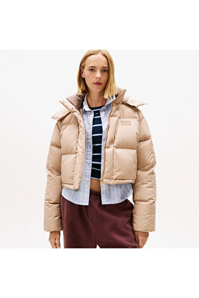 Tommy Hilfiger Tommy Jeans Alaska Grid Crop Kadın Kahverengi Puffer Mont