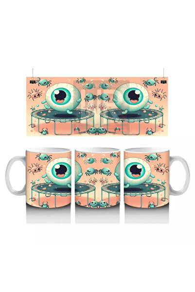 Wisdom Rain كوب مطبوع عليه شكل ممتع للهالوين مع مجسمات مغطاة بالسكر