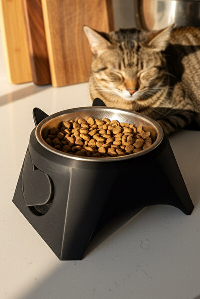 Vivie Tasarım Luci Yüksek Ayaklı Kedi Mama Kabı - Boyun Koruyucu Eğik Tasarım...