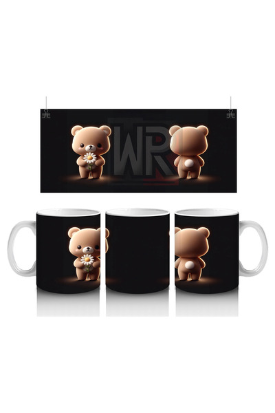Wisdom Rain Posing Cute Teddy Bear Pair – Printed Coffee Mug