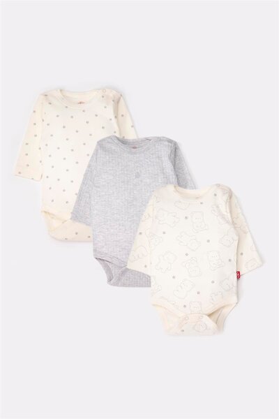 Bebetto بدلة بأكمام طويلة مكونة من 3 قطع (دب لطيف) رمادي مخلوط