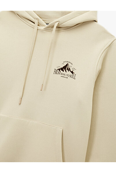 Koton Φούτερ με κουκούλα επένδυση fleece με τσέπη καγκουρό κανονικής εφαρμογής με τύπωμα