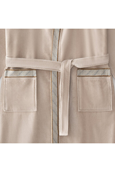 Ecocotton Latifa Men's Bathrobe 100% Organic Cotton Embroidered Beige