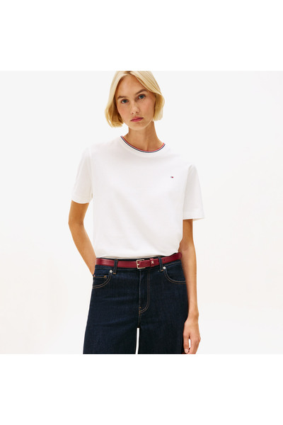 Tommy Hilfiger Pique Kadın Beyaz T-Shirt