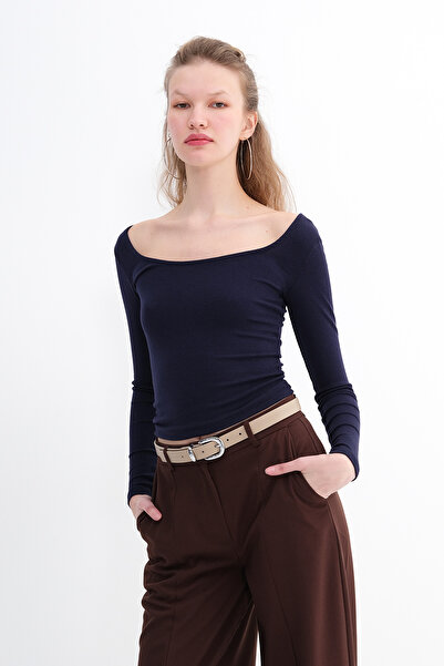 Addax U Neck Basic Modal Blouse B4410