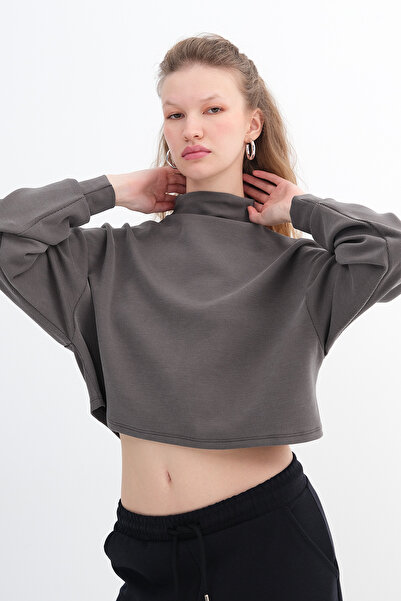 Addax Mock Neck Modal Sweatshirt S12459