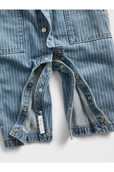 GAP Bebek Mavi Denim Çizgili Utility Tulum
