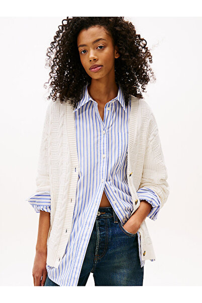 Tommy Hilfiger Kadın Antik Beyaz Cardigan Kazak